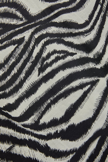 Tokalı Kemer Detaylı Zebra Desenli A Kesim Pamuklu Midi Etek