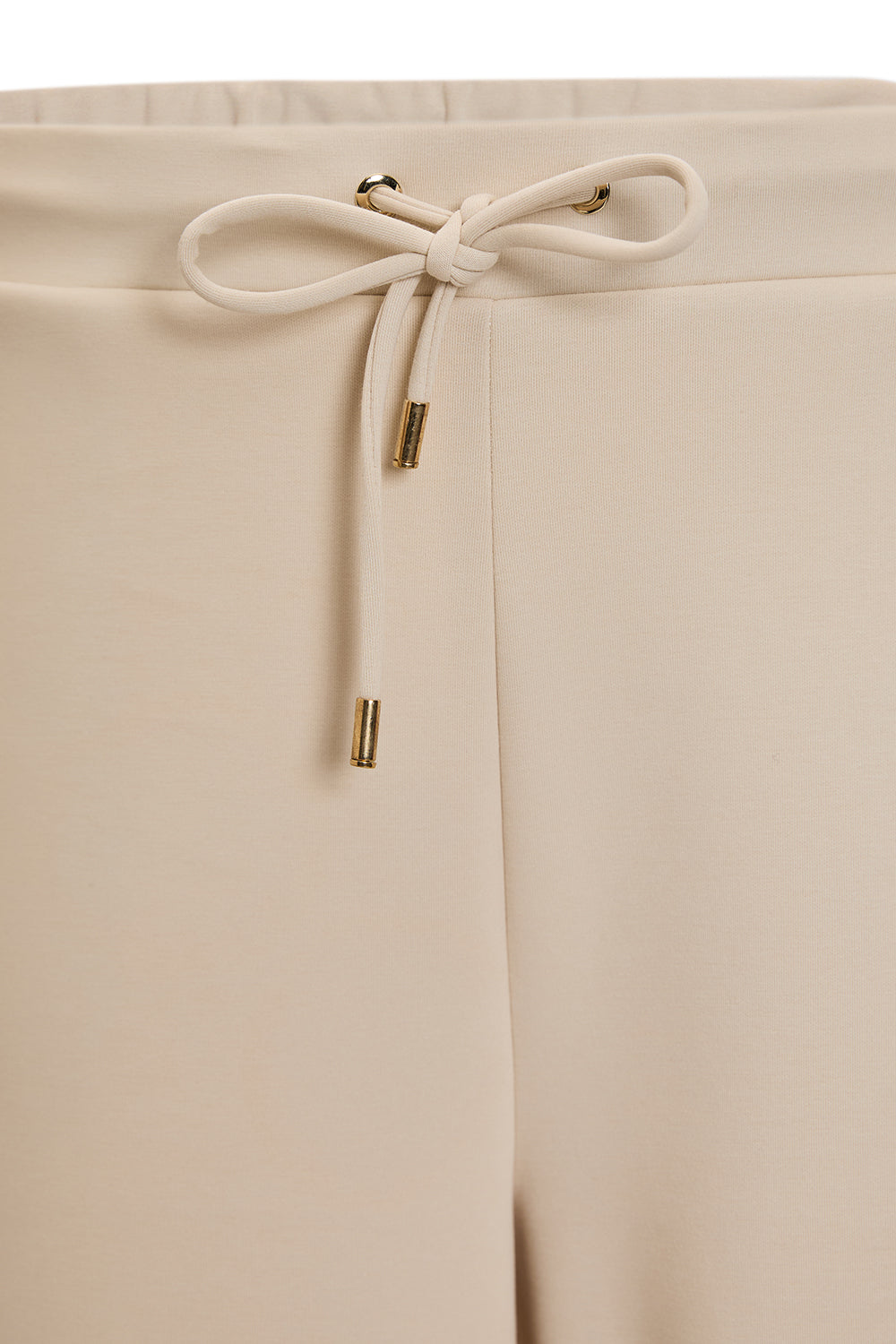 Bağcıklı Regular Örme Krem Pantolon