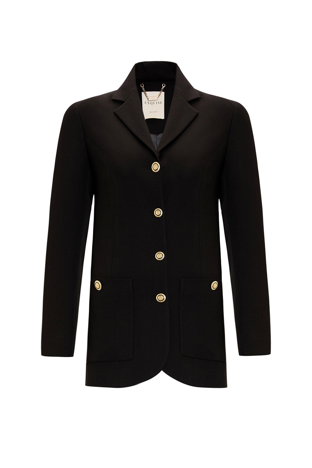 Gold Düğmeli Uzun Kollu Regular Dokuma Blazer Ceket