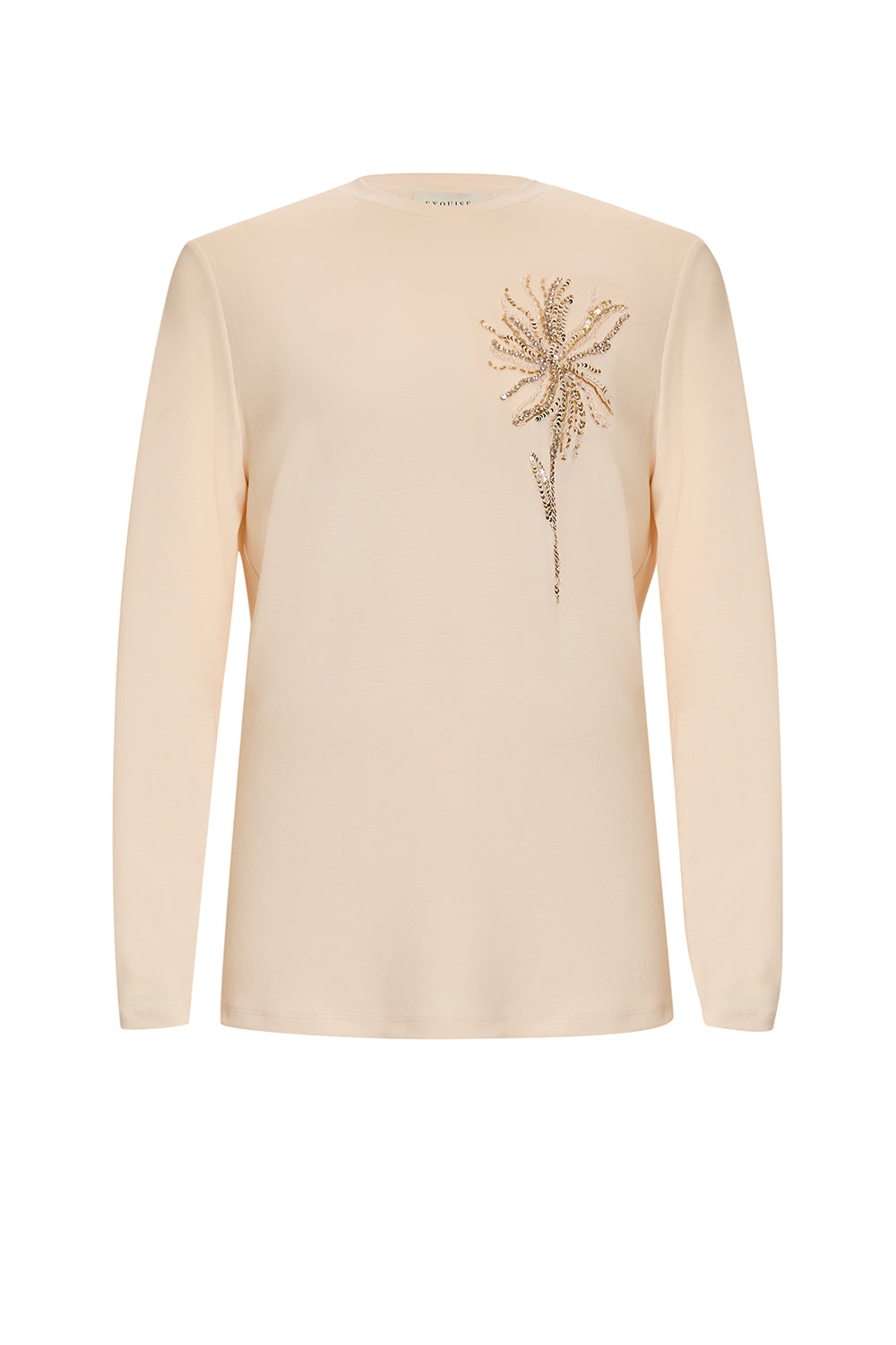 Pul Payet İşlemeli Uzun Kollu Regular Örme Sweatshirt