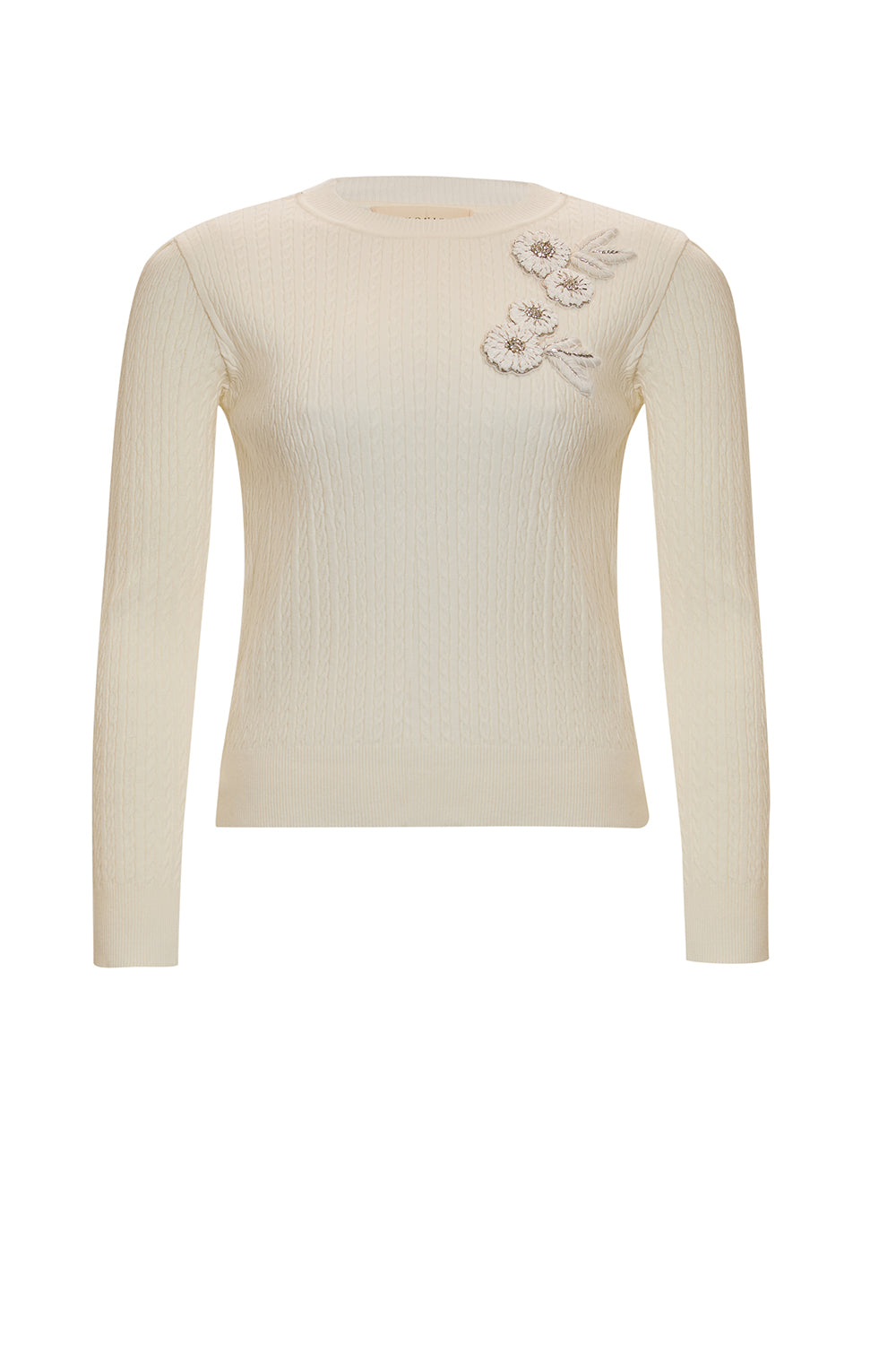 Uzun Kollu Bisiklet Yaka Çiçek İşlemeleri Triko Kazak