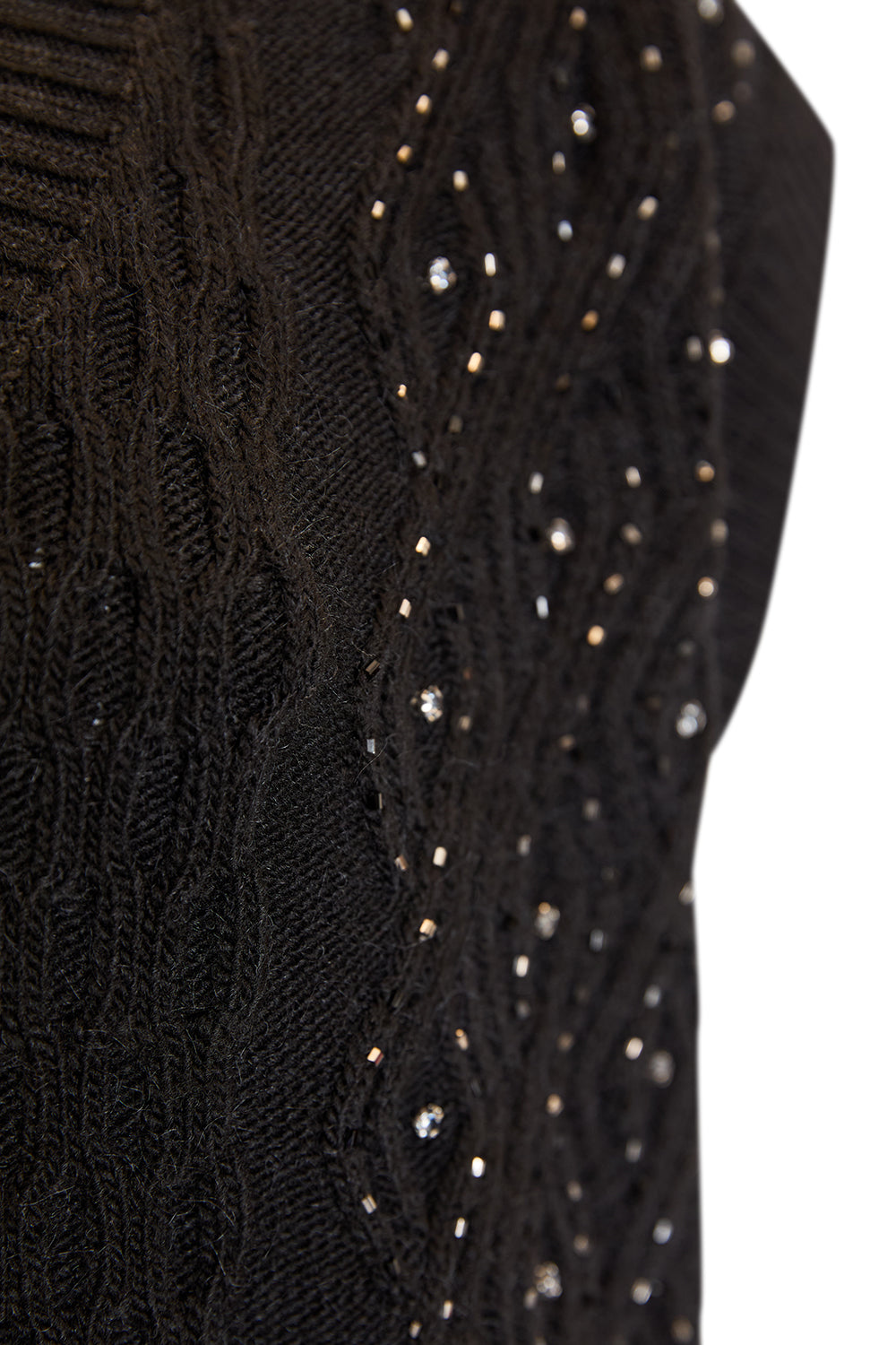 V Yaka Taş İşlemeli Kolsuz Oversize Triko Süveter