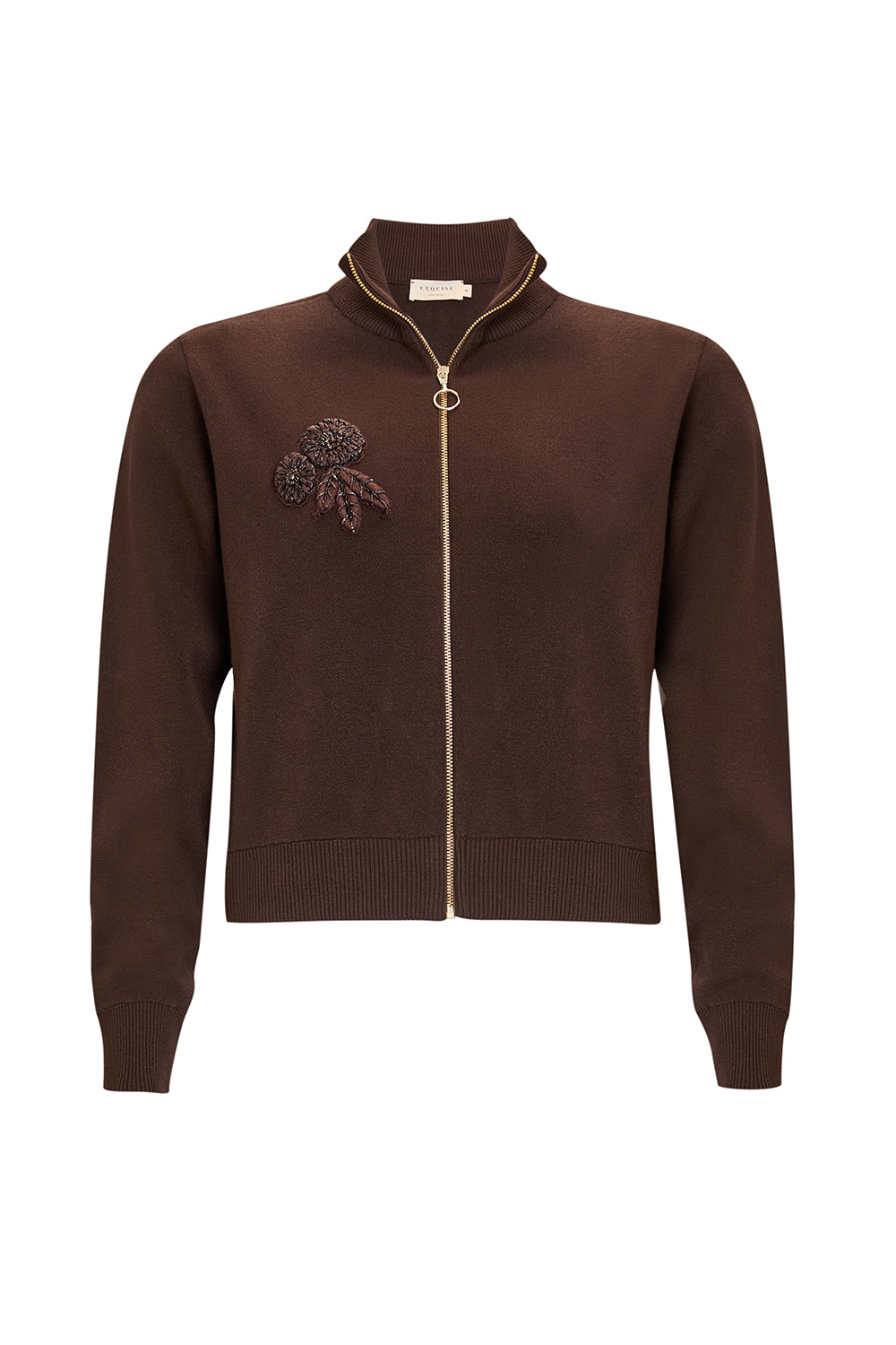 Fermuarlı Dik Yaka Uzun Kollu Regular Triko Hırka