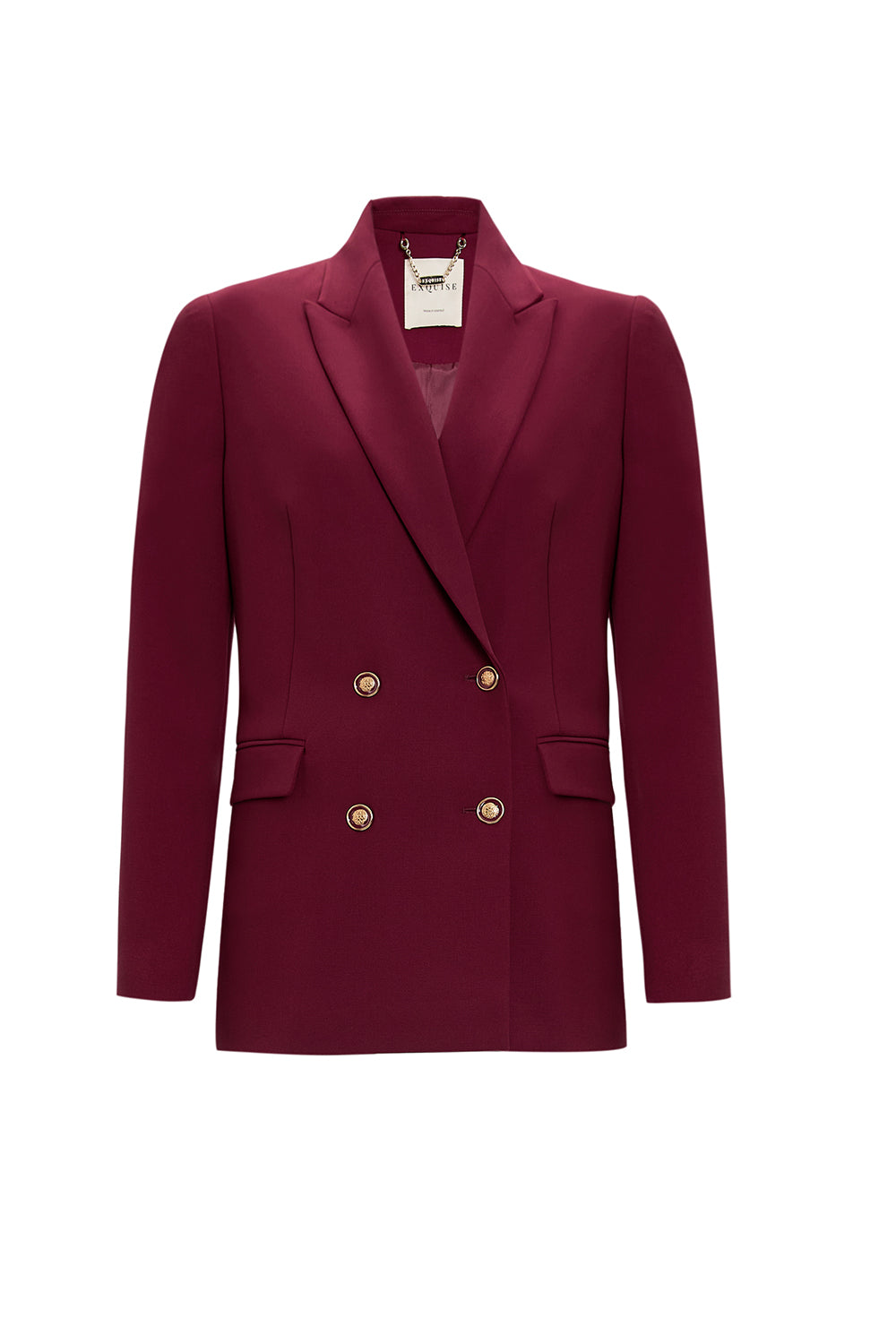 Gold Düğme Detaylı Kruvaze Dokuma Blazer Ceket