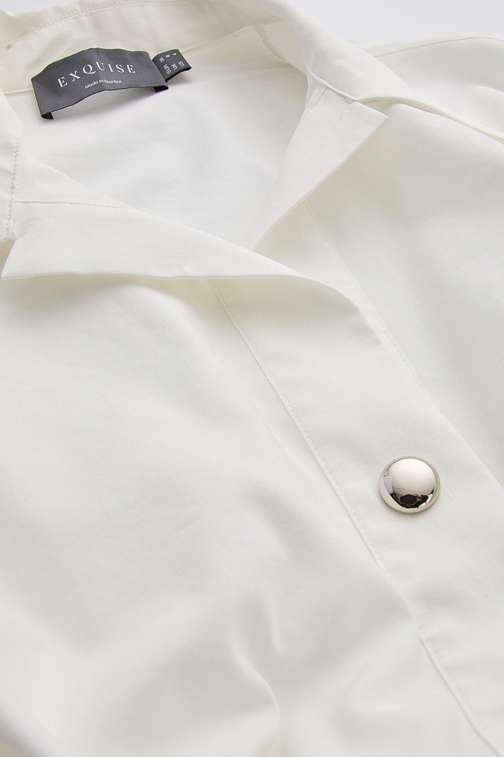 Gömlek Yaka Kısa Kollu Cepli Kuşaklı Midi Regular Kemik Tulum