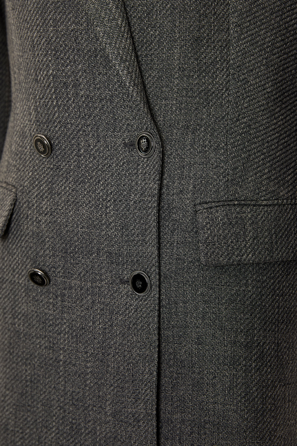 Kruvaze Uzun Kollu Dokuma Blazer Ceket