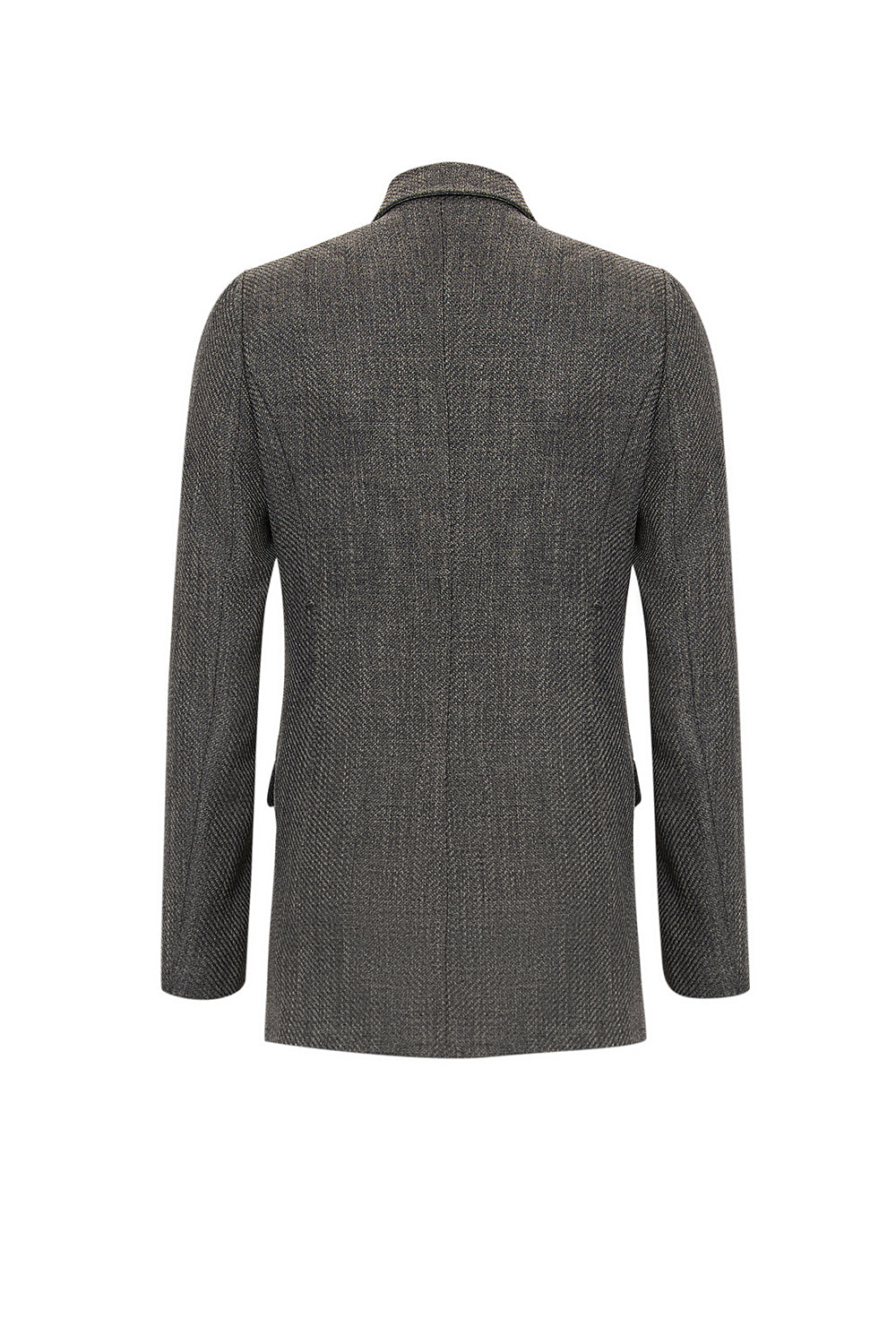 Kruvaze Uzun Kollu Dokuma Blazer Ceket