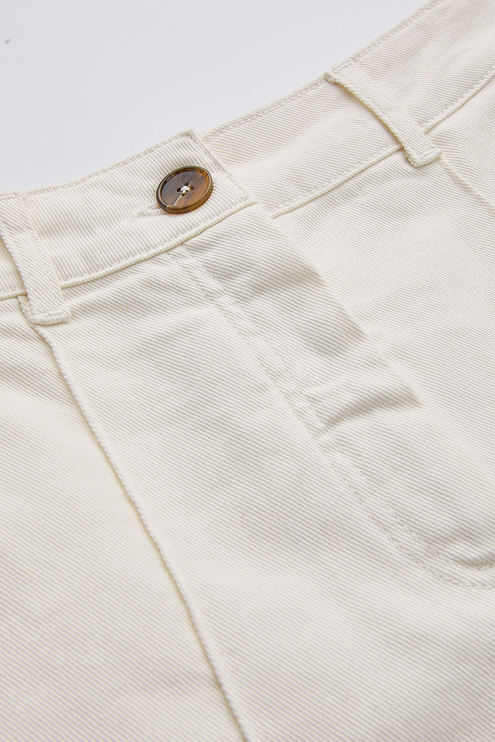 Cepli Fermuar Kapamalı Regular Denim Mini Ekru Şort