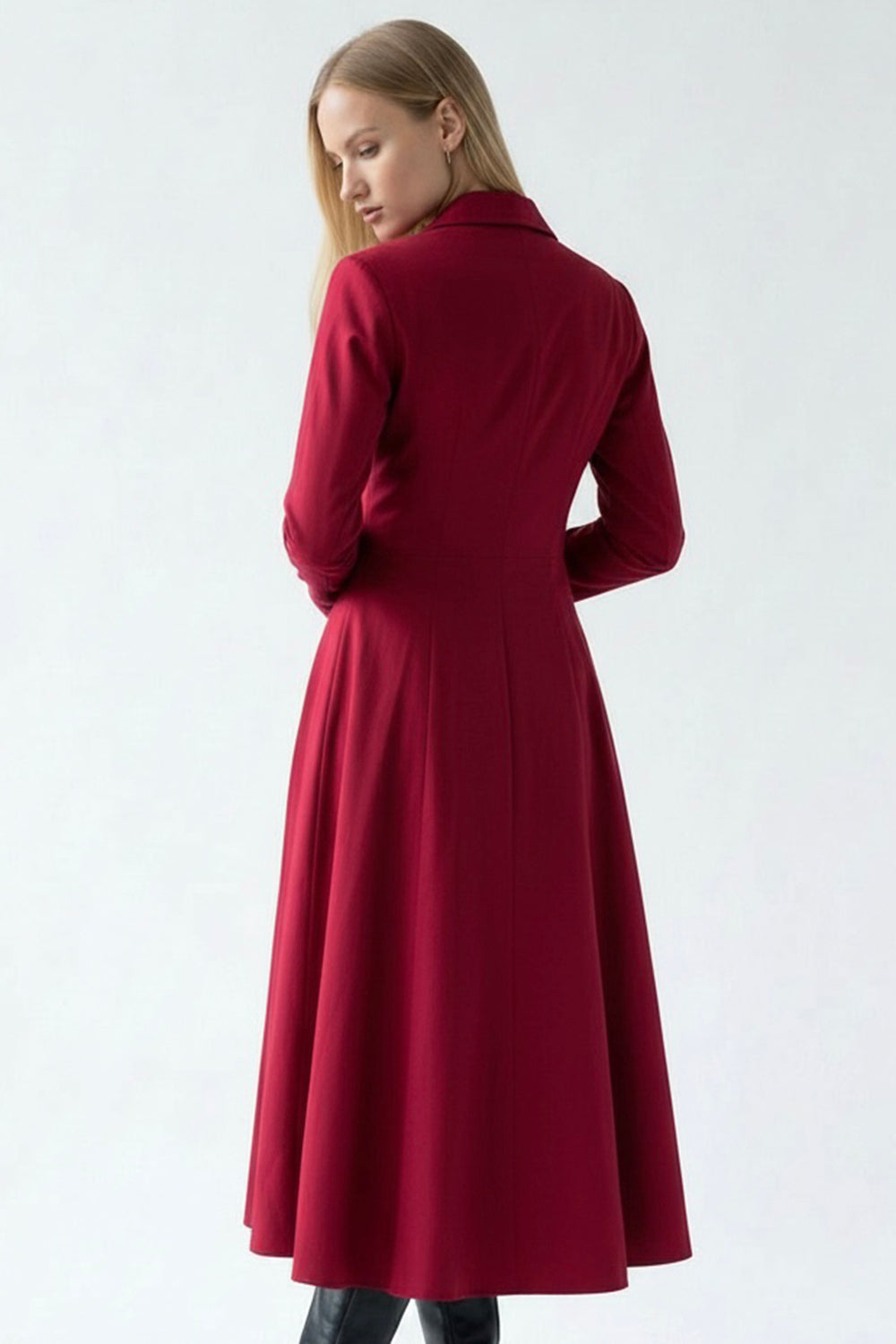 Gold Düğme Detaylı Kruvaze Dokuma Midi Blazer Elbise