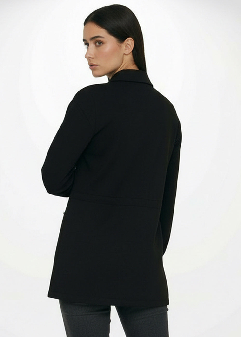 Beli Bağcıklı Örme İşlemeli Sweatshirt