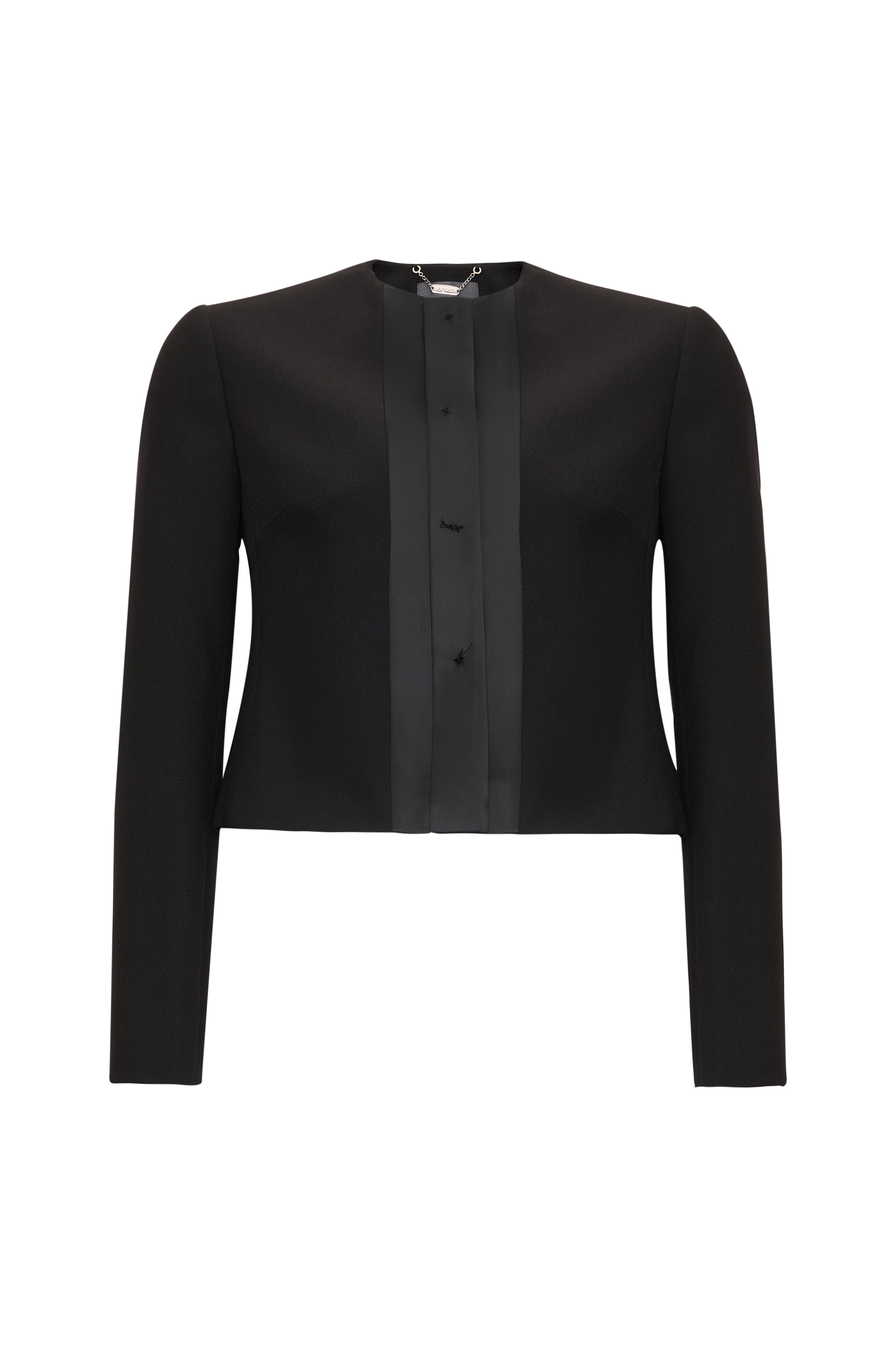 Cepli Bisiklet Yaka Uzun Kollu Taşlı Düğmeli Regular Siyah Ceket