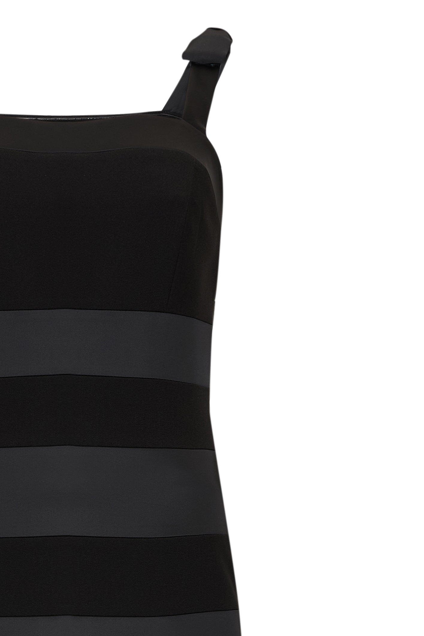 Kalın Askılı Slim Fit Saten Garnili Mini Siyah Elbise