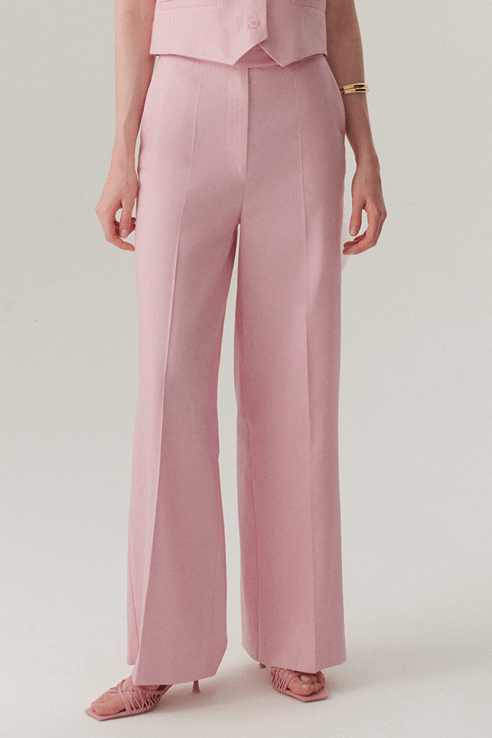 Rahat Kalıp Pudra Keten Pantolon