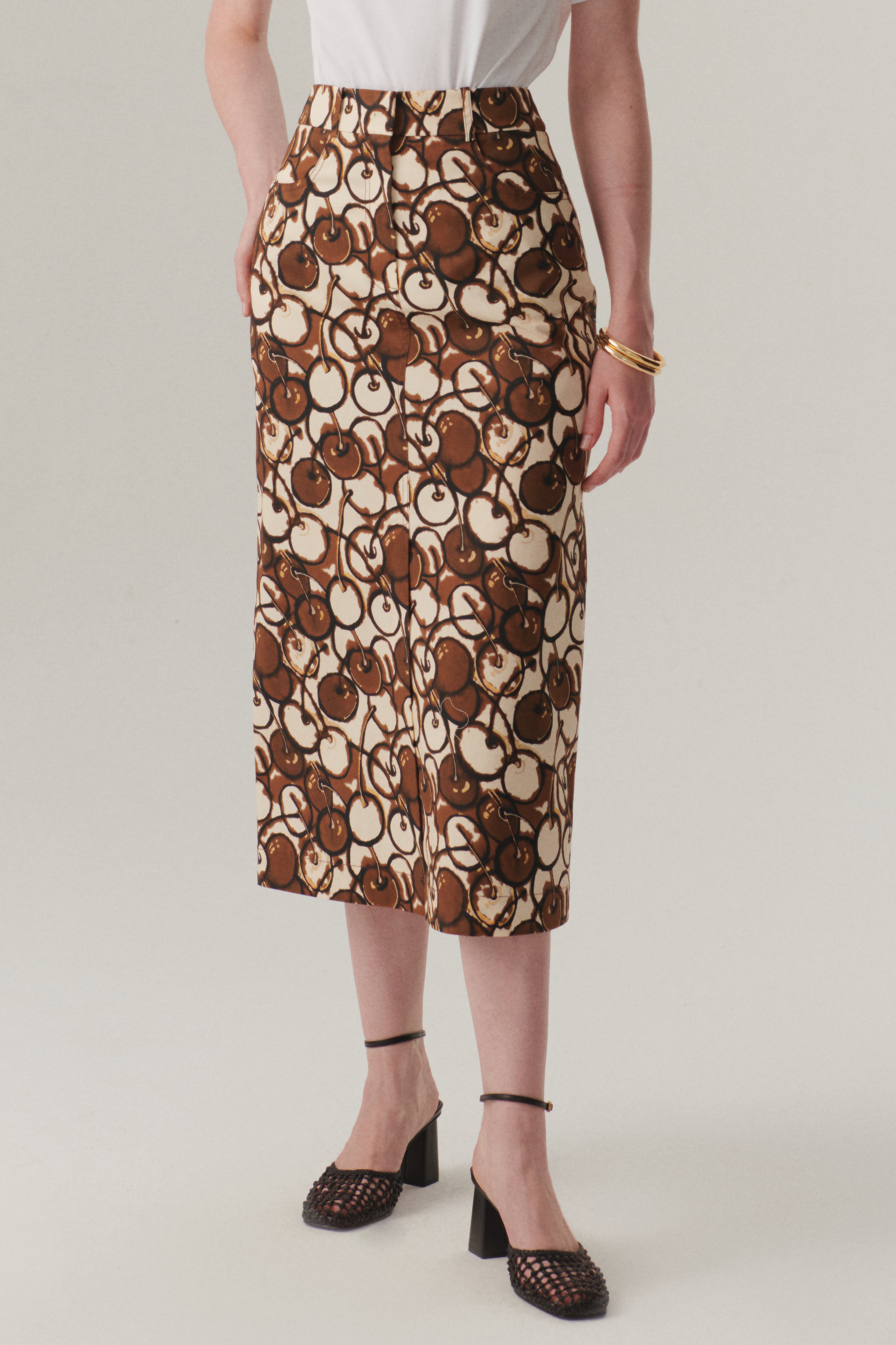 Cepli Midi Boy Desenli Dar Kesim Etek