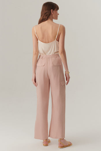 Yüksek Bel Modal Kumaş Pudra Kargo Pantolon