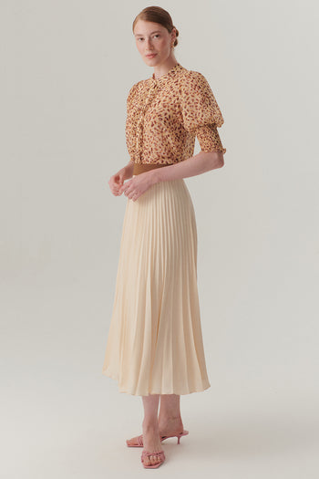 Beli Lastikli Düz Kesim Pileli Midi Boy Etek