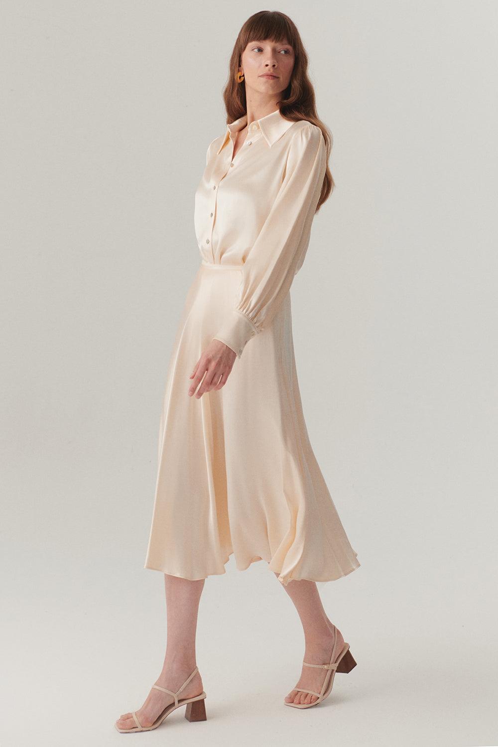 Parlak Kumaş Saten Kiloş Midi Boy Etek