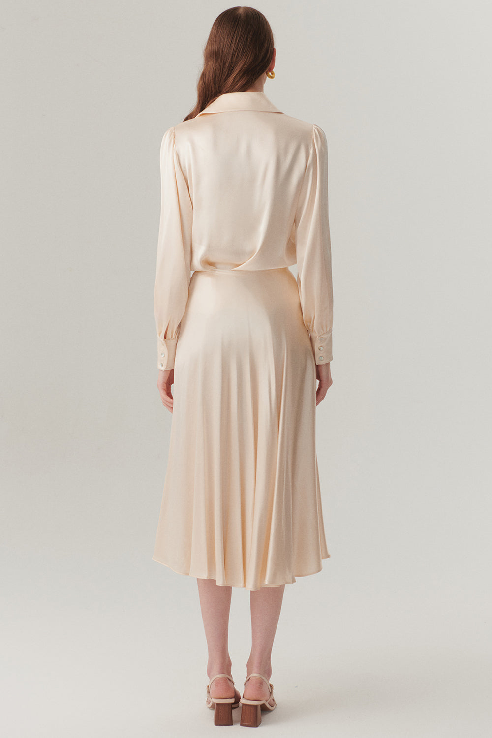 Parlak Kumaş Saten Kiloş Midi Boy Etek