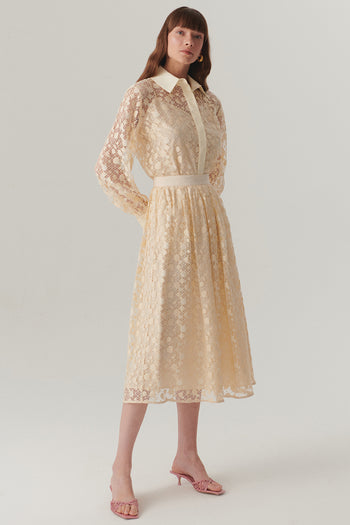 Pamuklu Dantelli Regular Midi Etek