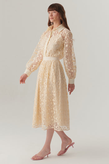 Pamuklu Dantelli Regular Midi Etek