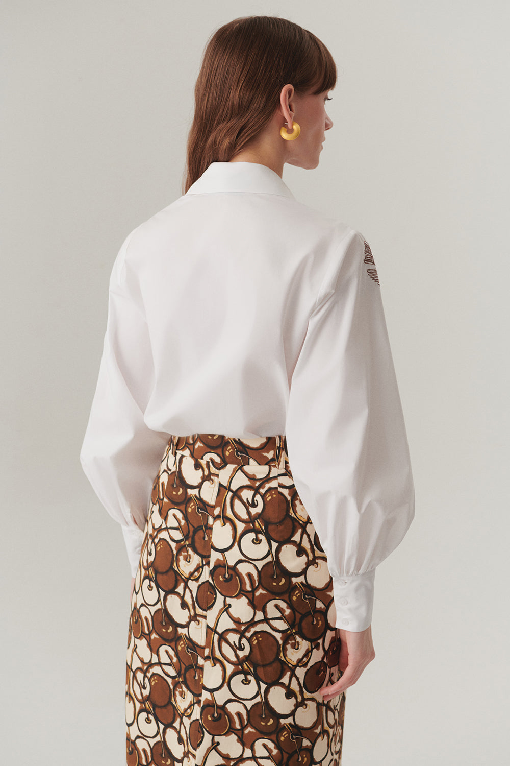 Çiçek Dikiş Detaylı Pamuk Regular Kemik Gömlek