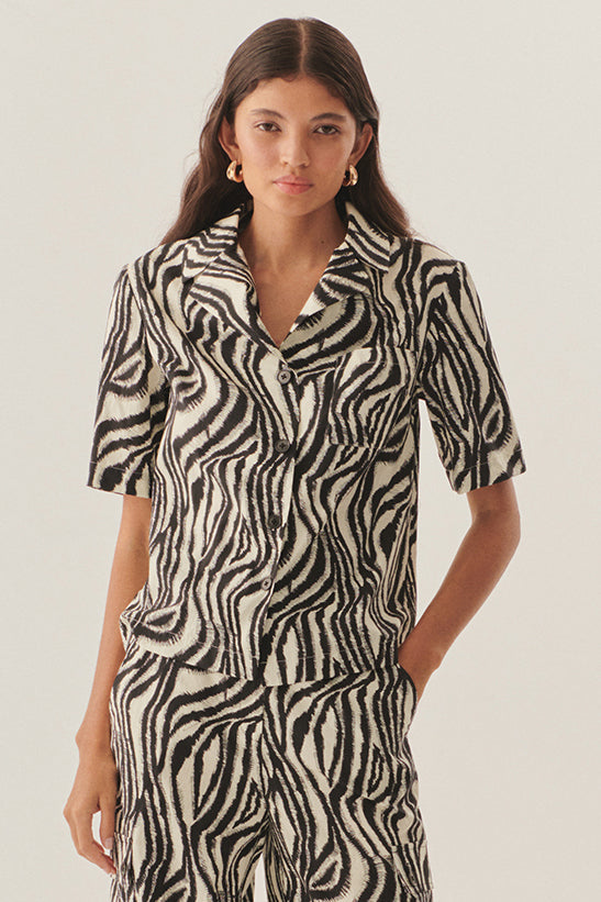 Zebra Desenli Pamuklu Regular Gömlek