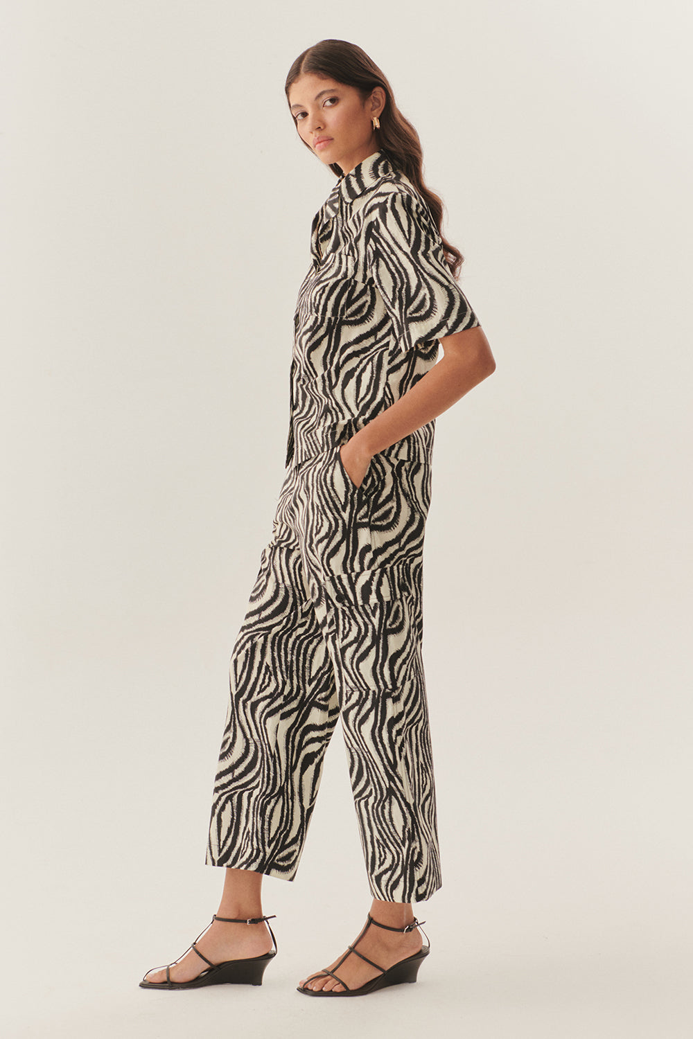 Zebra Desenli Pamuklu Regular Gömlek