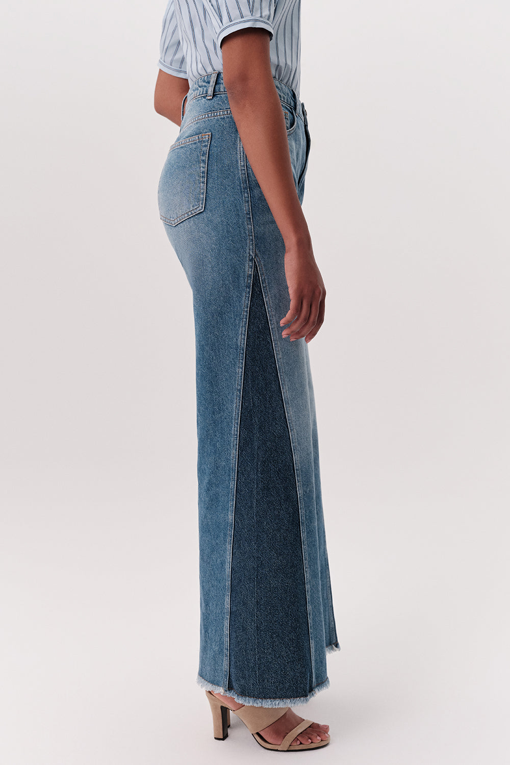 Yüksek Bel Geniş Paça Regular Denim Mavi Pantolon