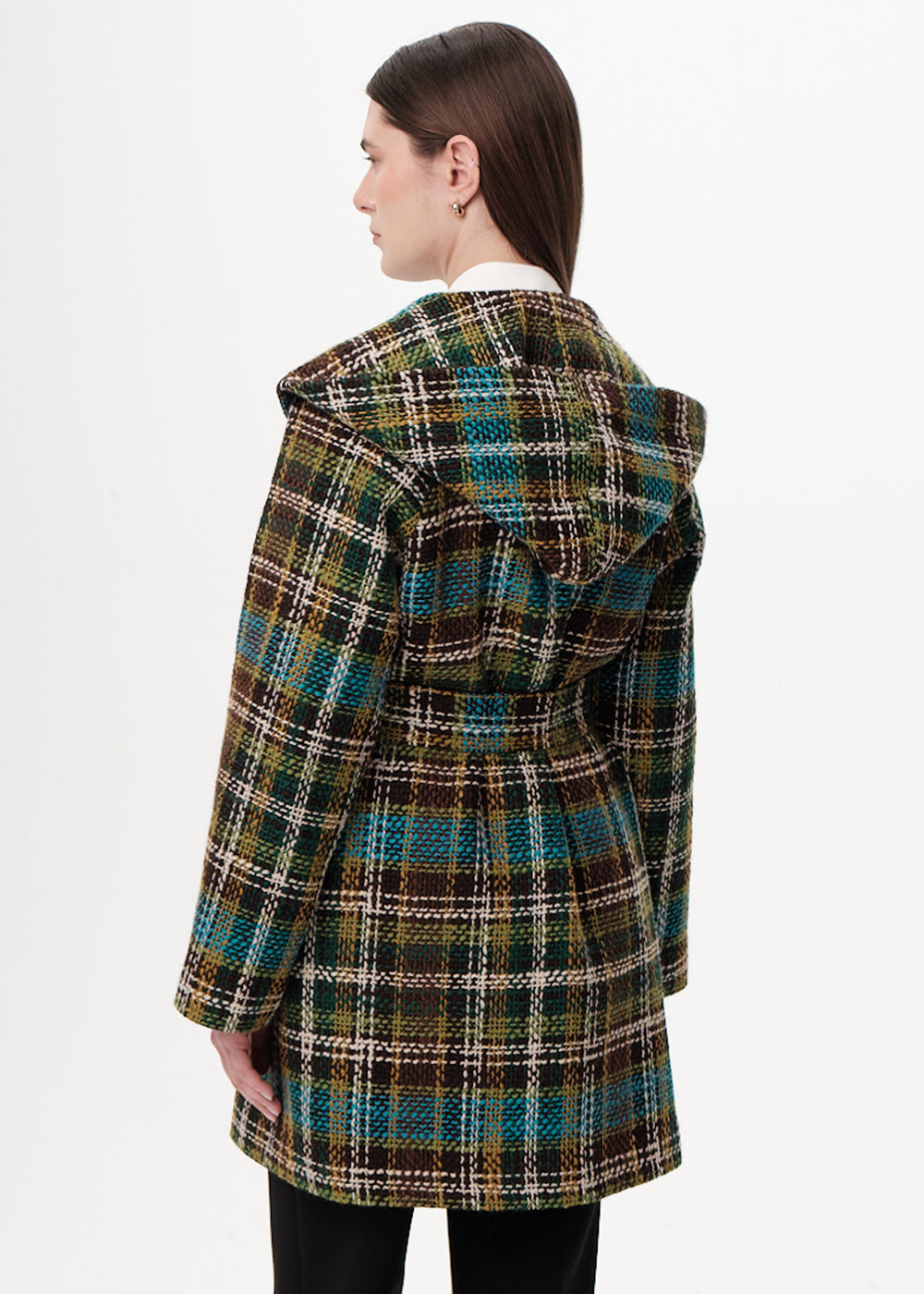 Kapüşonlu Belden Kuşaklı Cepli Regular Dokuma Kaban