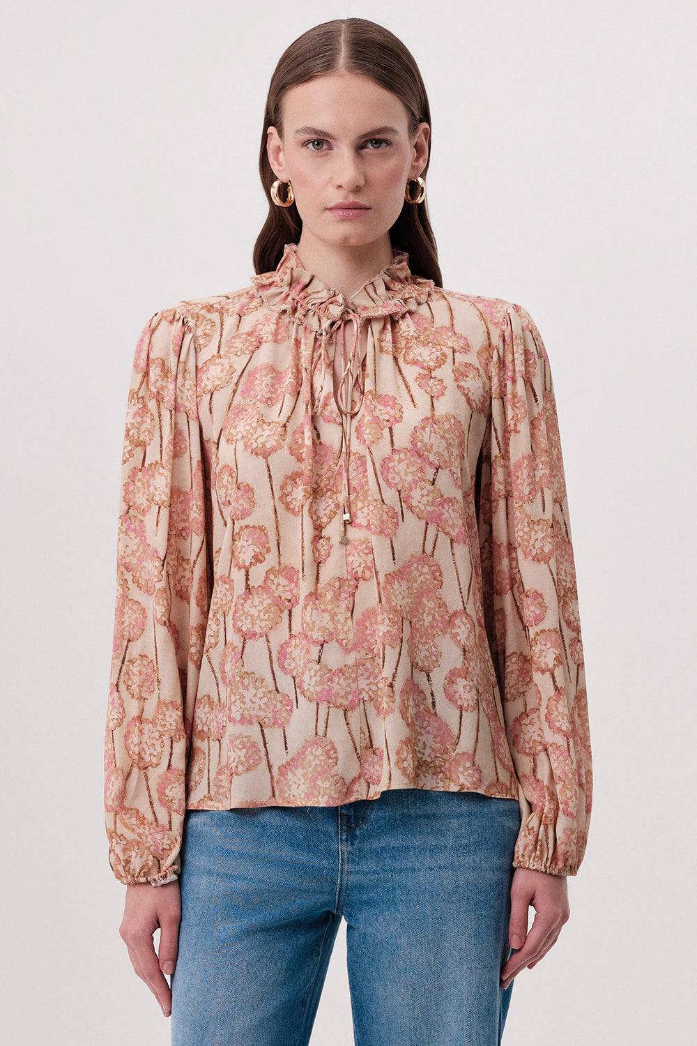 Yakası Süs Dikişli Lastikli Bağcıklı Regular Çok Renkli Bluz