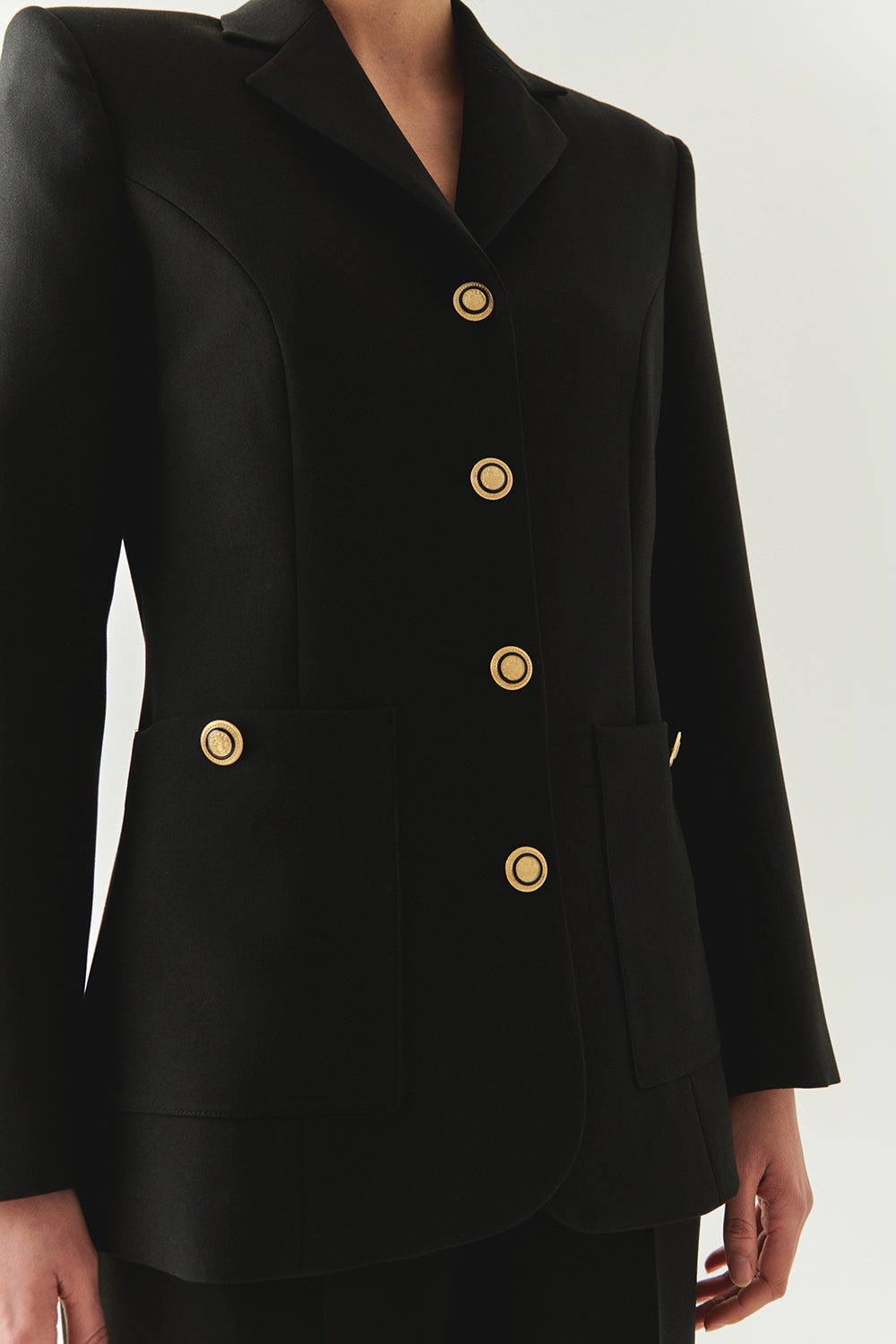 Vatkalı Astarlı Slim Fit Cepli Siyah Ceket
