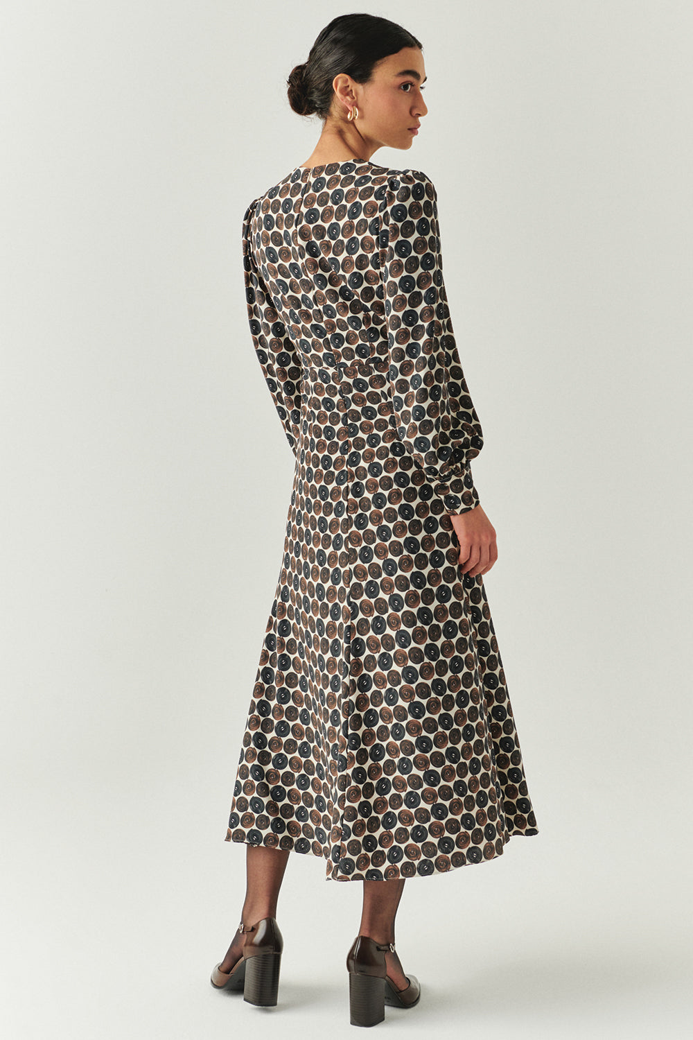 Desenli Bisiklet Yaka Regular Midi Çok Renkli Elbise