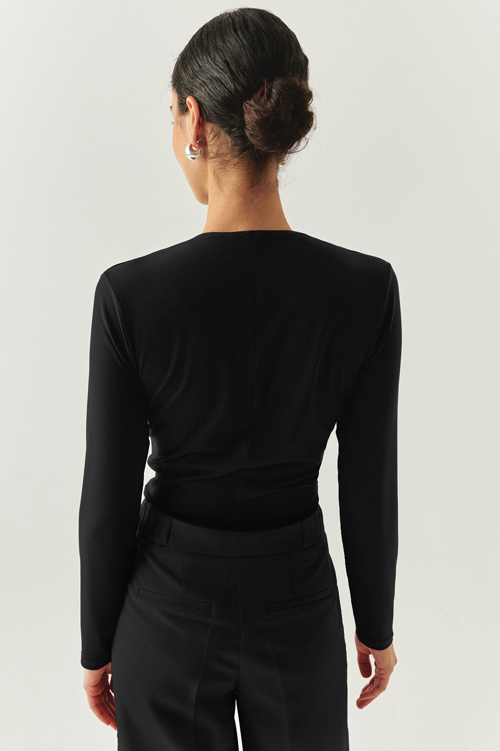 Kruvaze Yaka Uzun Kollu Regular Örme Bluz