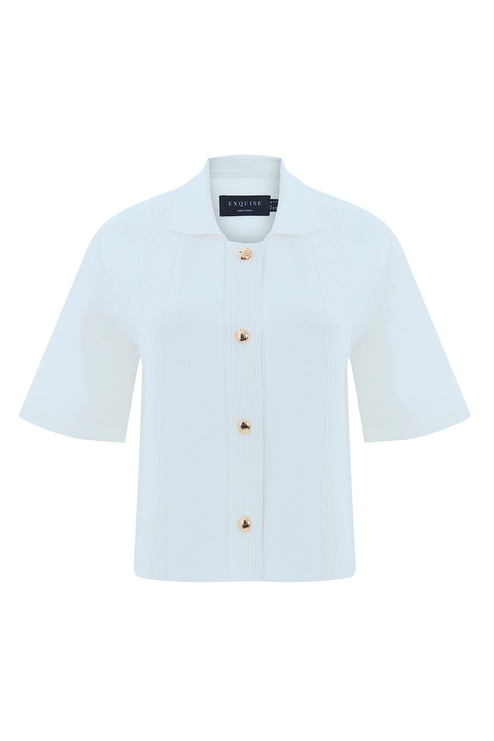 Kısa Kollu Triko Garnili Poplin Regular Gömlek