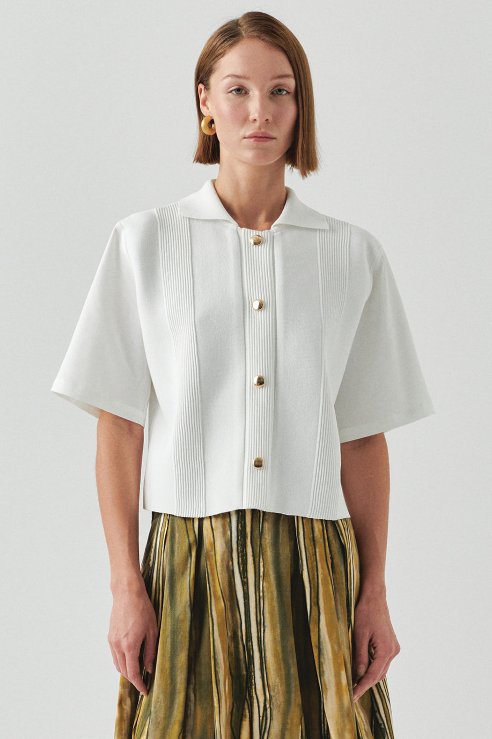 Kısa Kollu Triko Garnili Poplin Regular Gömlek