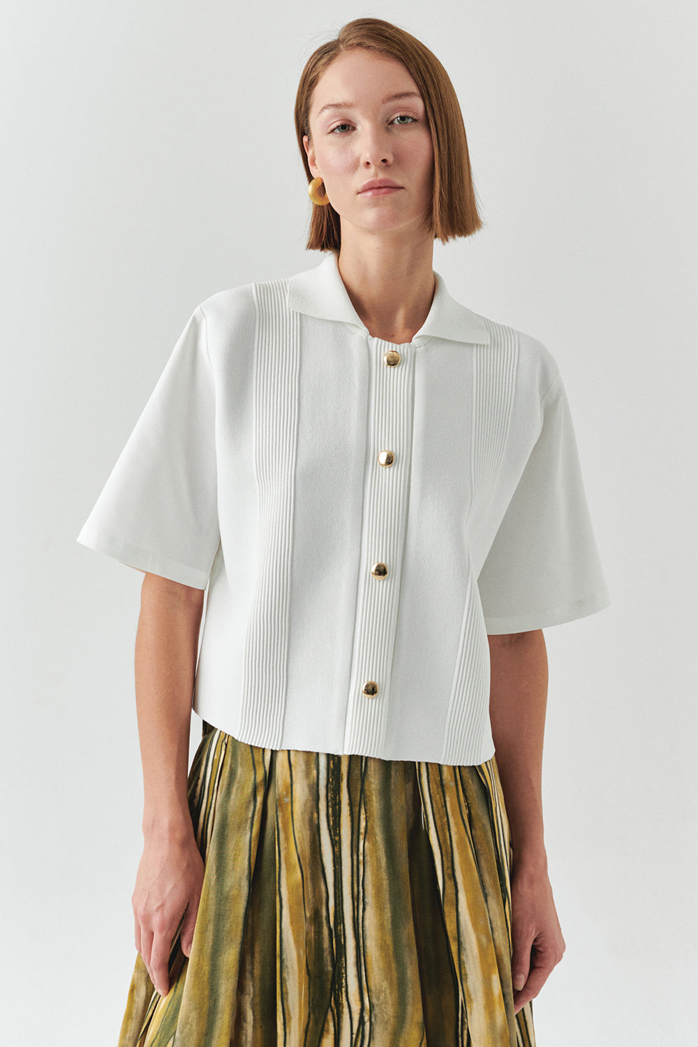 Kısa Kollu Triko Garnili Poplin Regular Gömlek