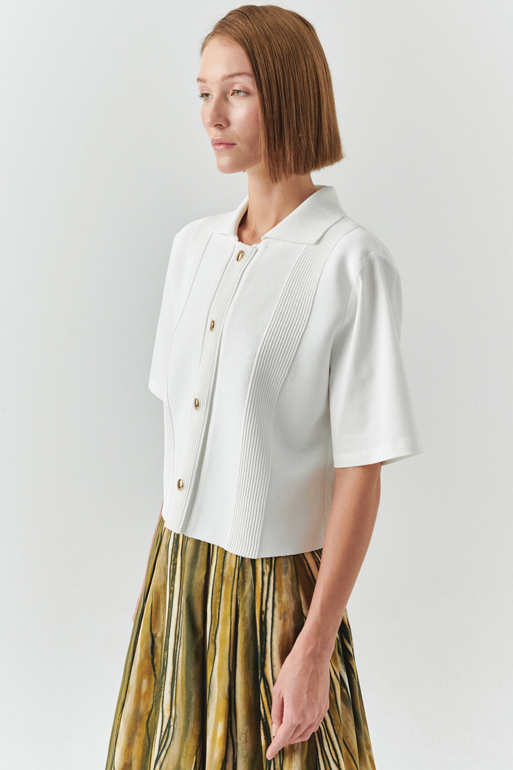 Kısa Kollu Triko Garnili Poplin Regular Gömlek