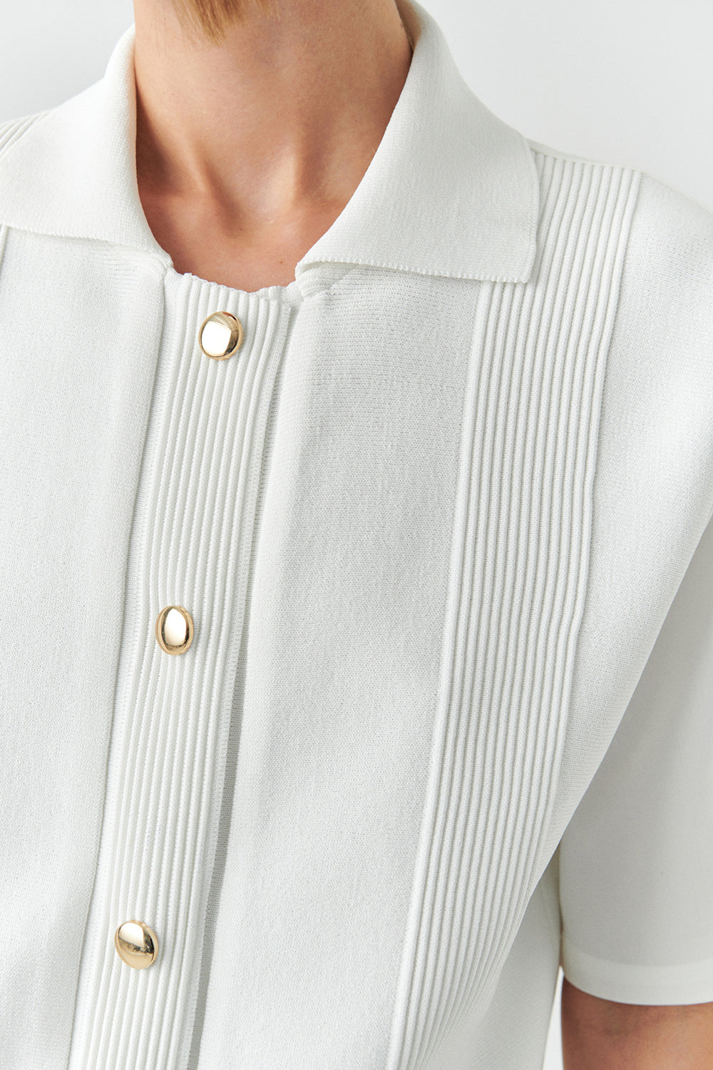 Kısa Kollu Triko Garnili Poplin Regular Gömlek