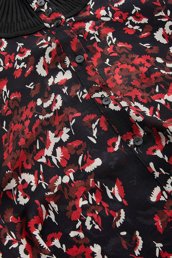 Desenli Uzun Kollu Damla Yaka Slim Fit Astarlı Midi Elbise