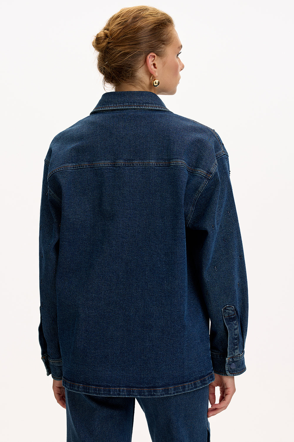 Cepli Uzun Kollu Düğmeli Regular İndigo Denim Ceket
