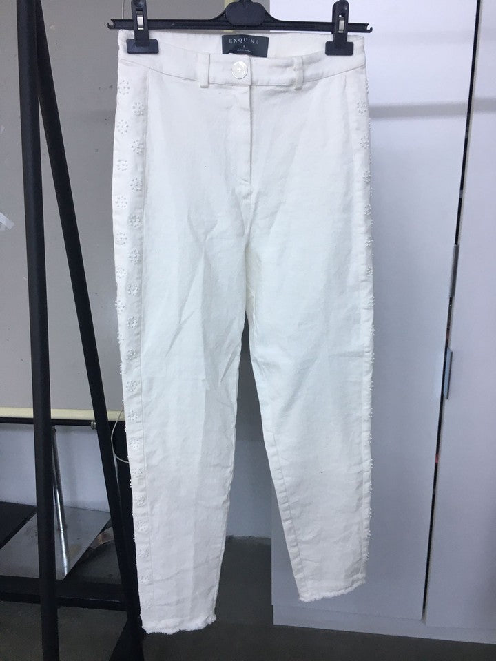 İşlemeli Skinny Denim Pantolon