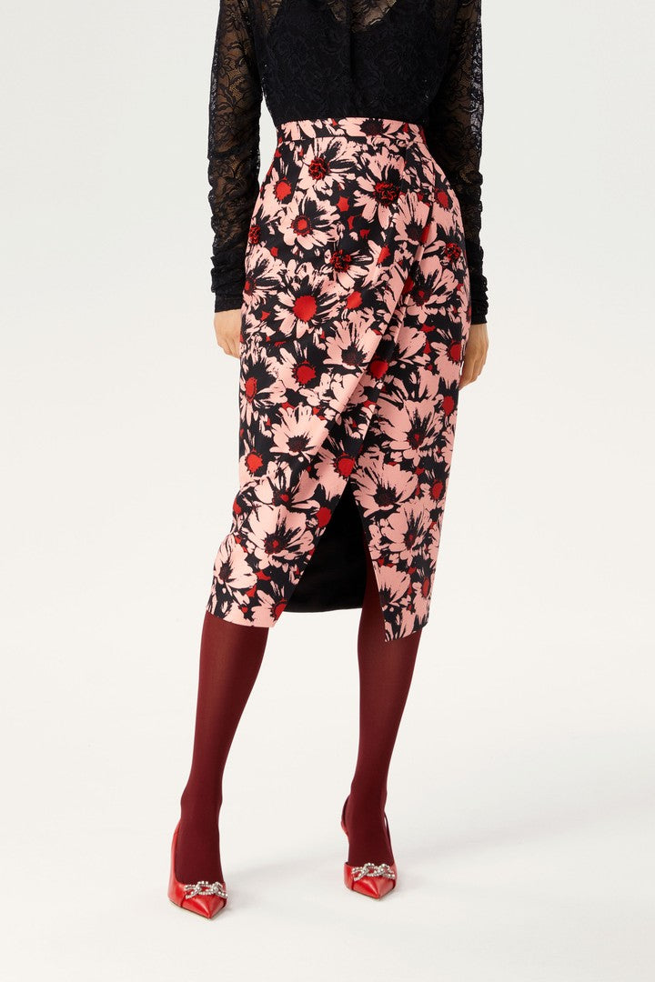 Kruvaze Çiçekli Etek