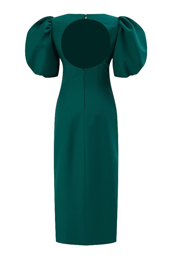 Yarım Balon Kollu Drapeli Elbise