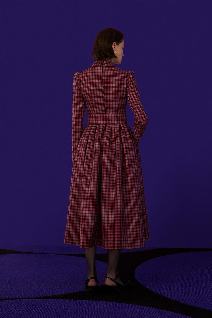 Uzun Kollu İşleme Detaylı Maxi Elbise