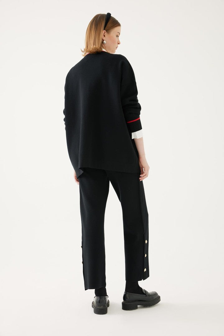 Gold Düğmeli Triko Pantolon