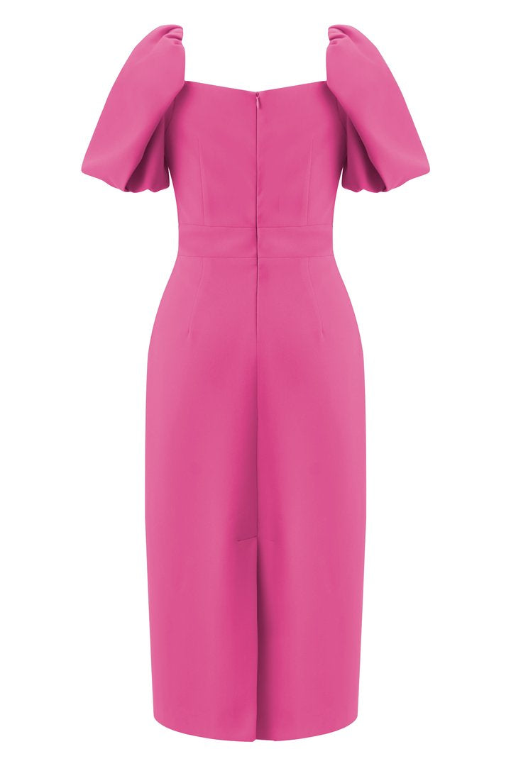 Midi Boy Kabarık Kol Elbise