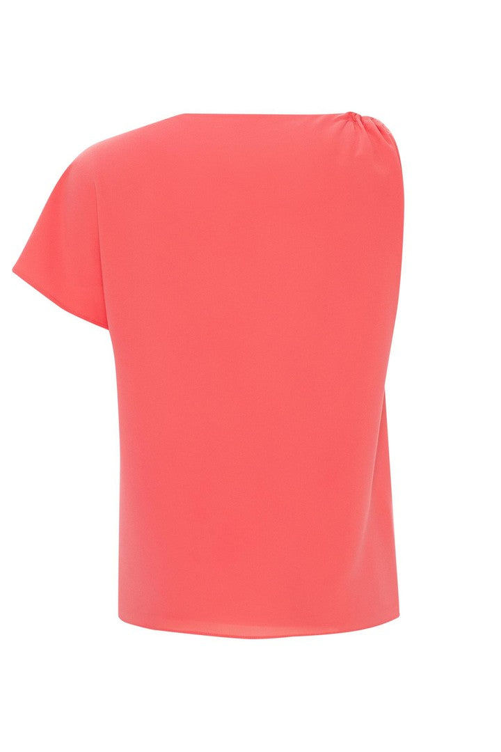 Tek Omuzlu ve Kayık Yakalı Polyester Bluz