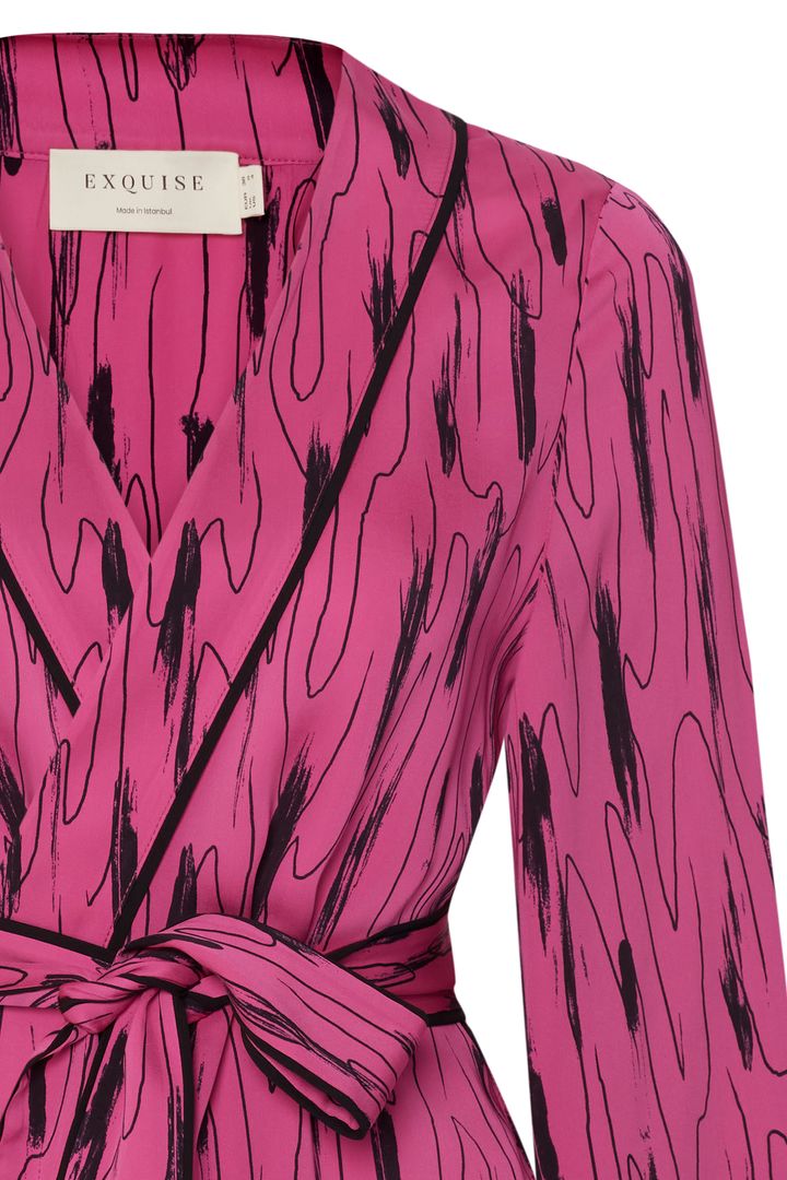 Kuşaklı Desenli Regular Ceket