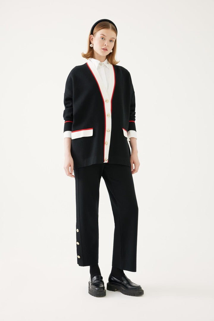 Gold Düğmeli Triko Pantolon