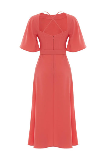 Sırt Detaylı Midi Elbise